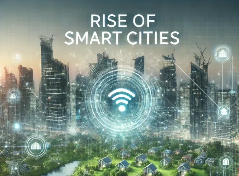 DALL·E 2024-10-01 17.20.16 - A high-quality, futuristic thumbnail for a blog post titled 'Rise of Smart Cities