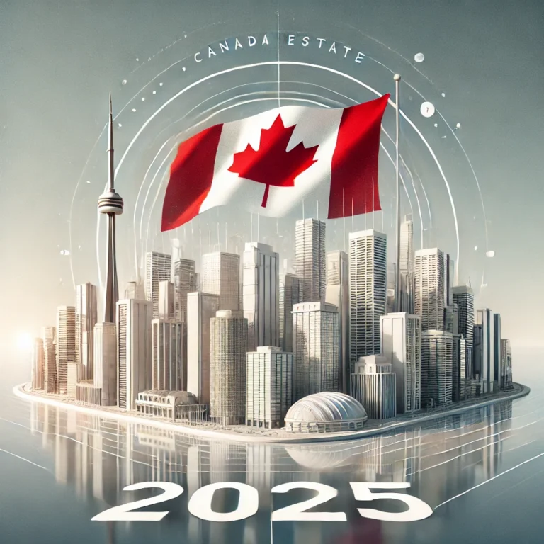 DALL·E 2024-12-18 18.01.13 - A professional and elegant thumbnail design for an article titled 'Canada Real Estate Trends for the New Year 2025